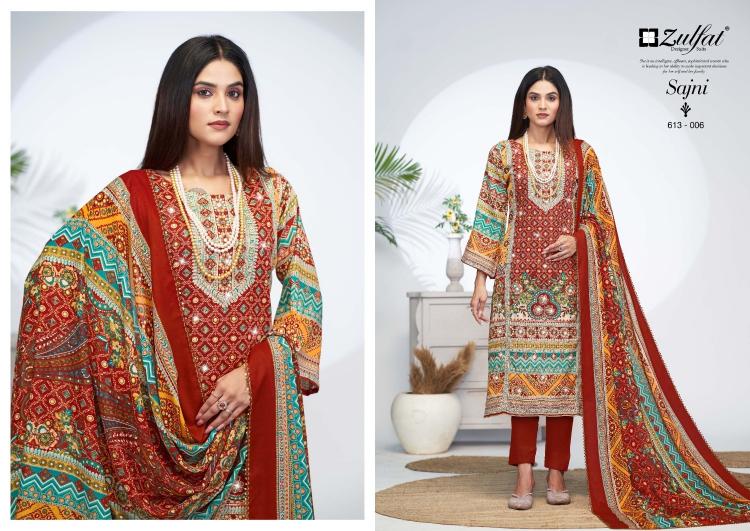 sajni vol 4 by zulfat jam cotton readymade plus size pakistani 3pcs dress for women 