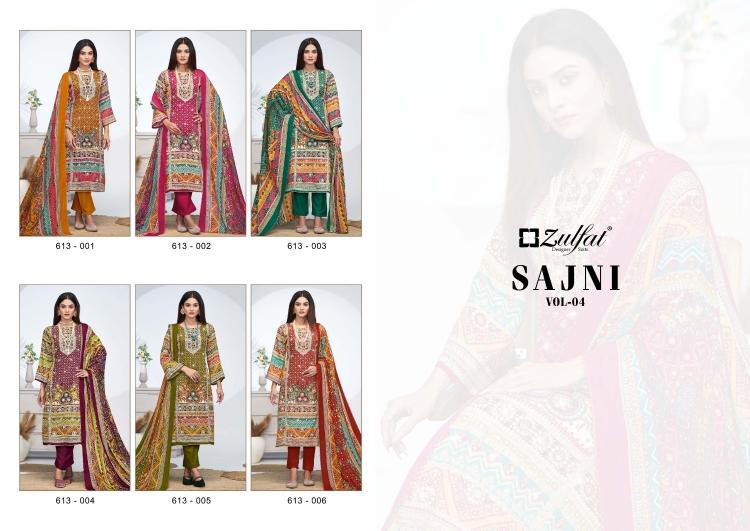 sajni vol 4 by zulfat jam cotton readymade plus size pakistani 3pcs dress for women 