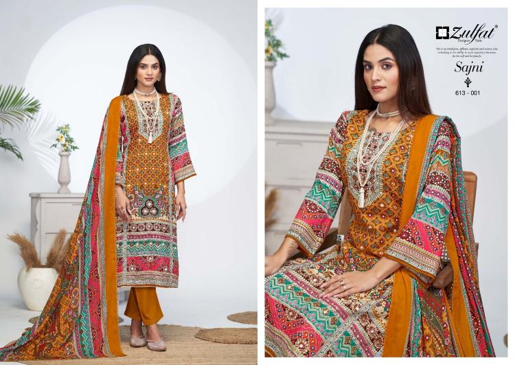 sajni vol 4 by zulfat jam cotton readymade plus size pakistani 3pcs dress for women 
