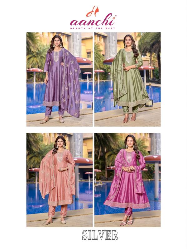 silver by aanchi readymade vichitra silk shop trendy 3pcs dress for womens 