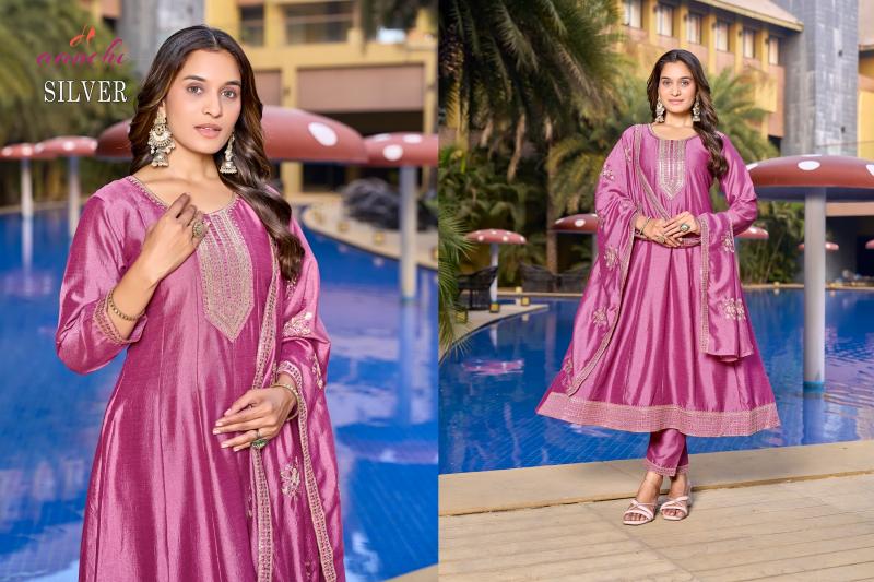 silver by aanchi readymade vichitra silk shop trendy 3pcs dress for womens 