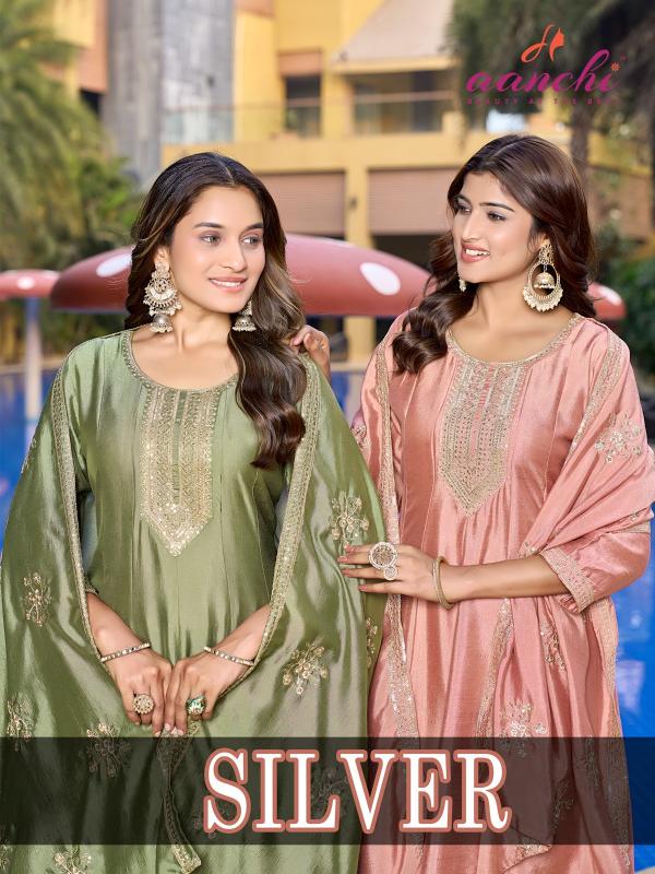 silver by aanchi readymade vichitra silk shop trendy 3pcs dress for womens 