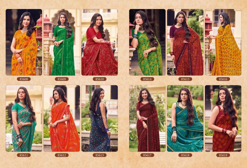 tulsi vol 9 by vipul 85608-85619 series georgette shop trendy sarees online 