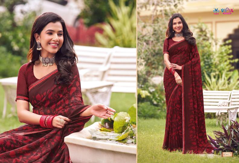 tulsi vol 9 by vipul 85608-85619 series georgette shop trendy sarees online 