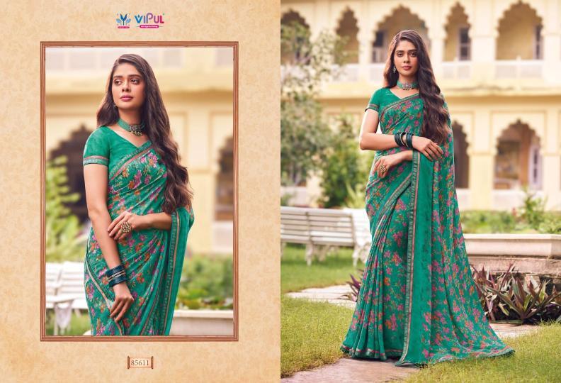 tulsi vol 9 by vipul 85608-85619 series georgette shop trendy sarees online 