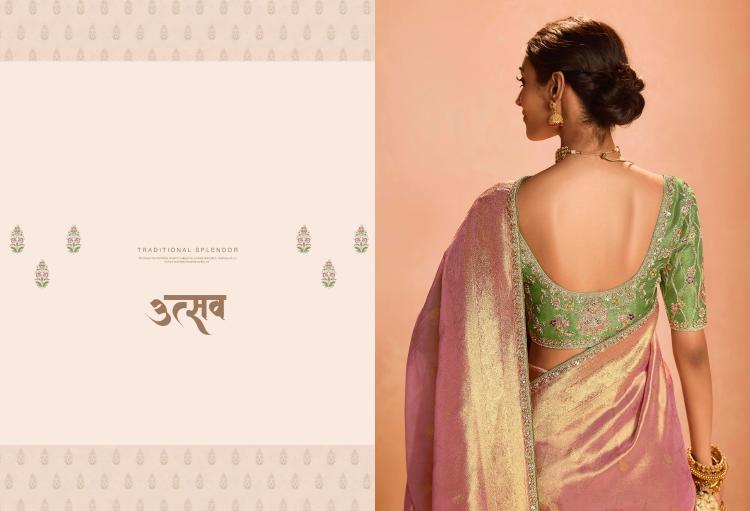 utsav by kimora sindhuri zari tissue silk weaving work traditional wear saree for ladies 