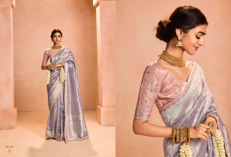 utsav by kimora sindhuri zari tissue silk weaving work traditional wear saree for ladies 