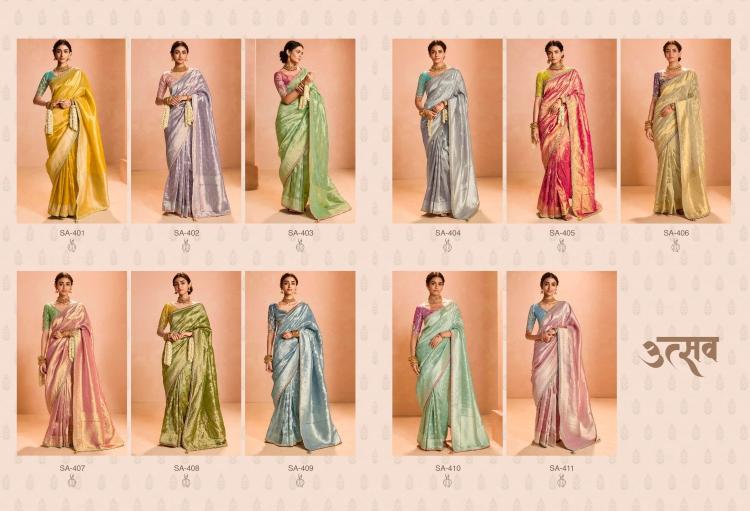 utsav by kimora sindhuri zari tissue silk weaving work traditional wear saree for ladies 