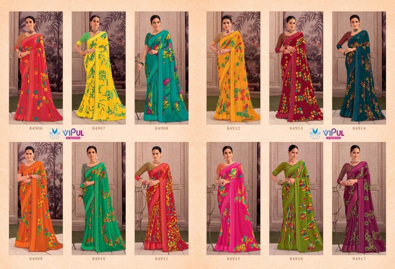 vipul shivani vol 1 georgette shop glamorous styles saree with blouse 