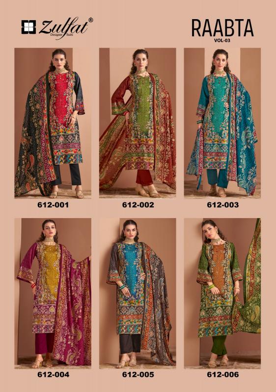 zulfat designer raabta vol 3 jam cotton full stitch big size party wear suits for women