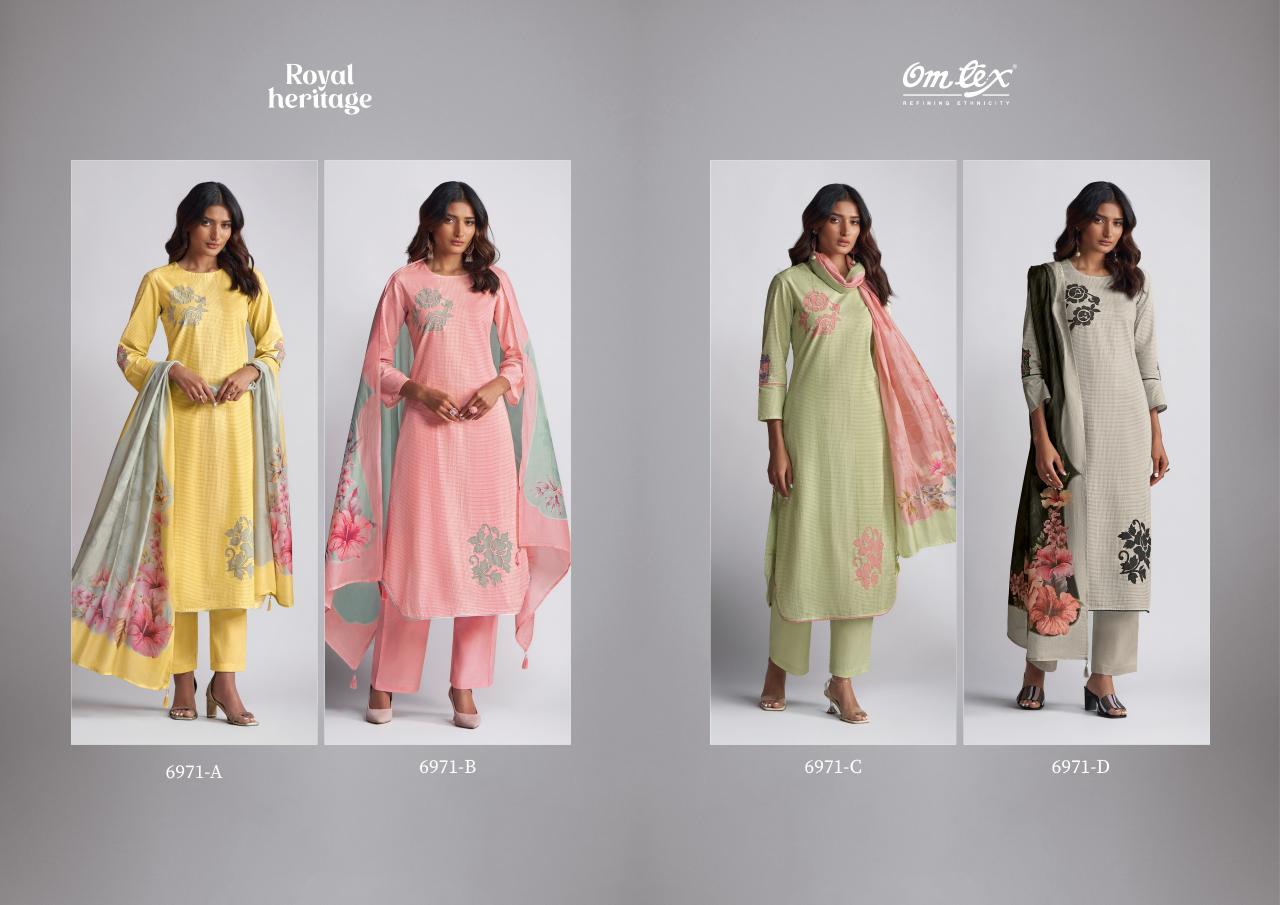 omtex royal heritage lawn cotton traditional wear unstitch 3pcs dress