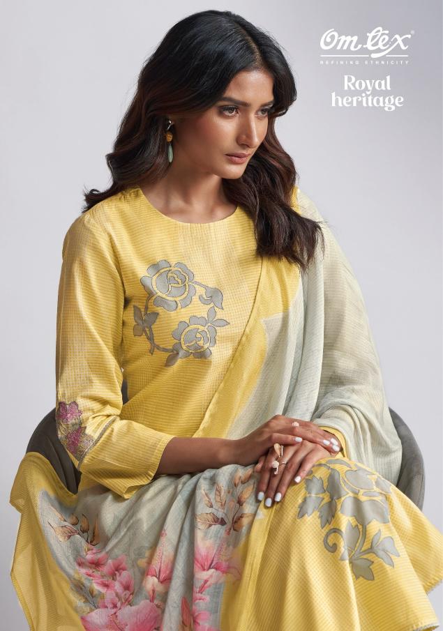 omtex royal heritage lawn cotton traditional wear unstitch 3pcs dress