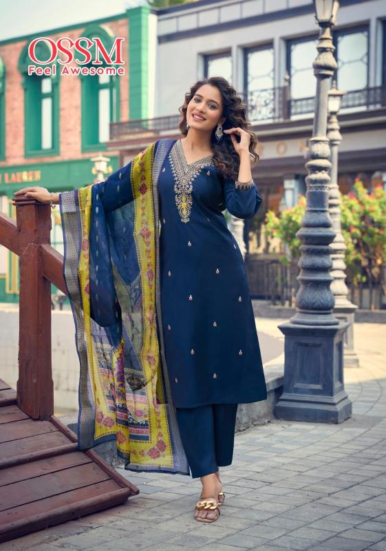 ossm nusrat vol 2 viscose roman silk readymade big size classic suit for ladies 