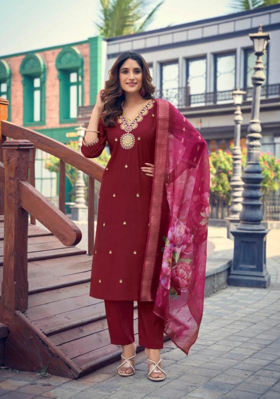 ossm nusrat vol 2 viscose roman silk readymade big size classic suit for ladies 