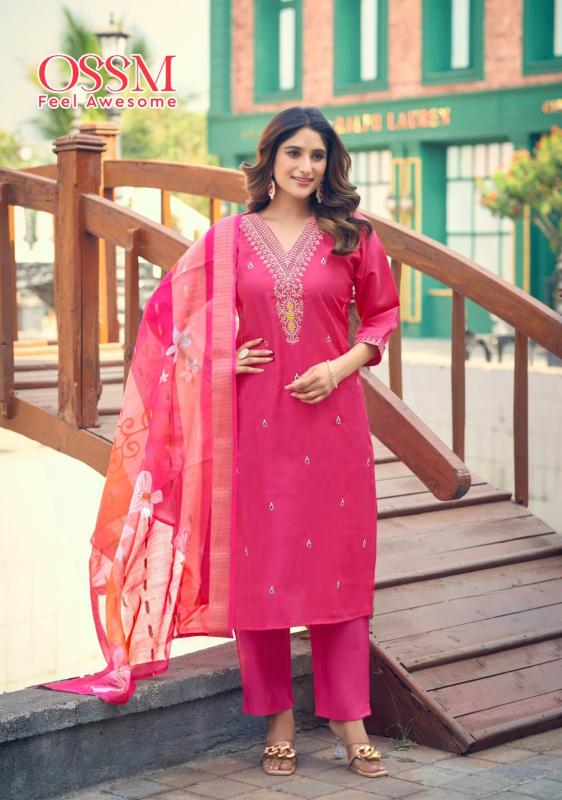 ossm nusrat vol 2 viscose roman silk readymade big size classic suit for ladies 