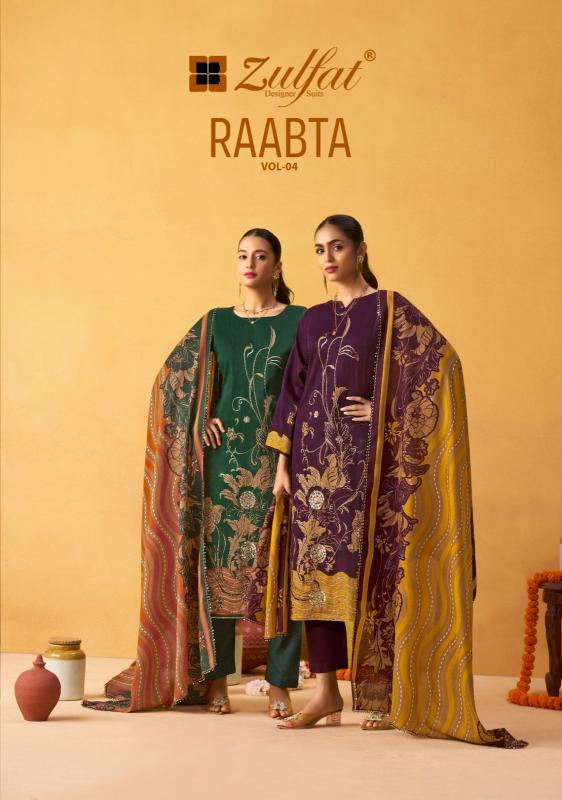 zulfat designer raabta vol 4 jam cotton full stitch big size suits for ladies 
