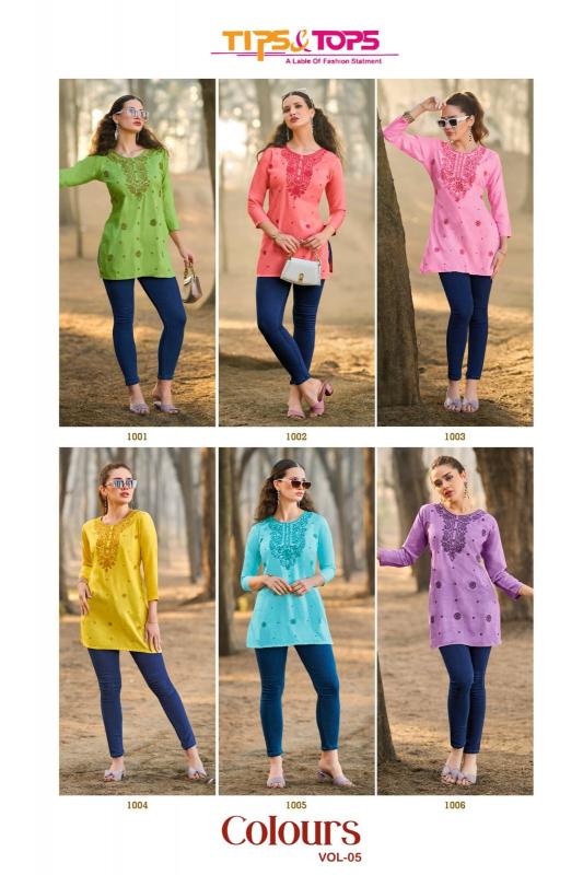 colors vol 5 by tips & tops rayon readymade western tops for girls 