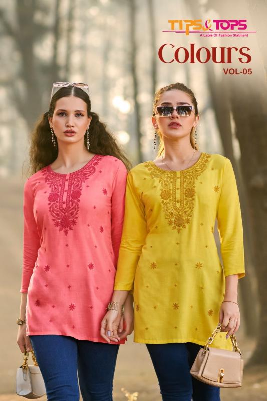 colors vol 5 by tips & tops rayon readymade western tops for girls 
