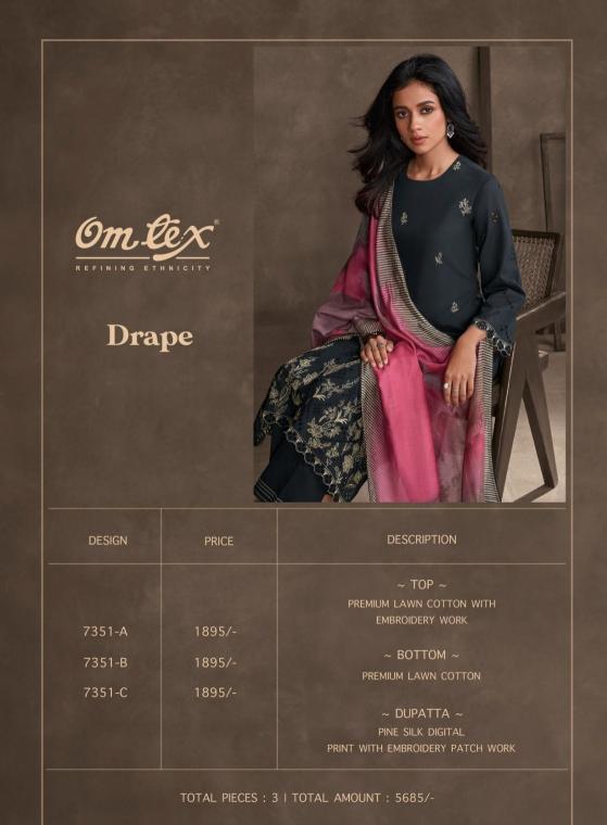 drape by omtex lawn cotton unique colors dress material 