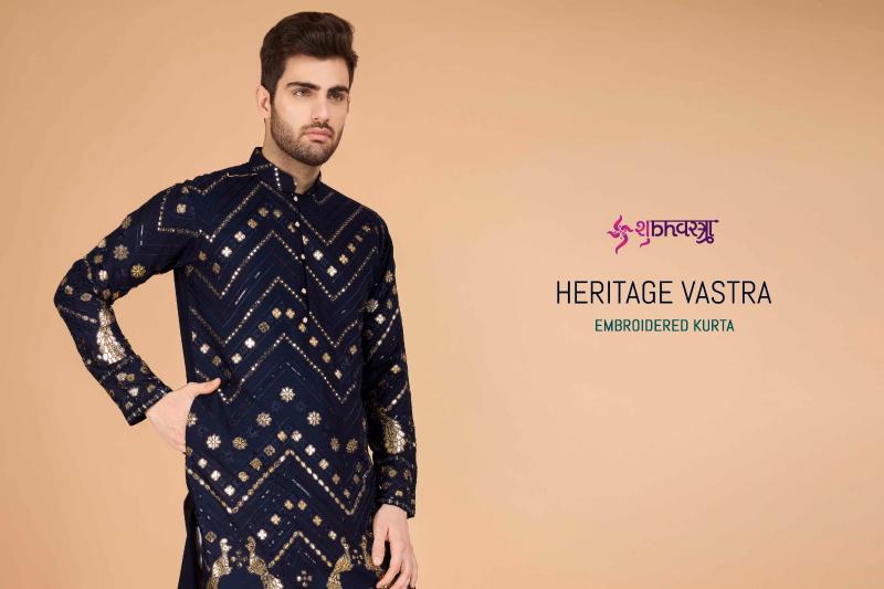 heritage vastra by shubhvastra viscose rayon full stitch exclusive mens kurta