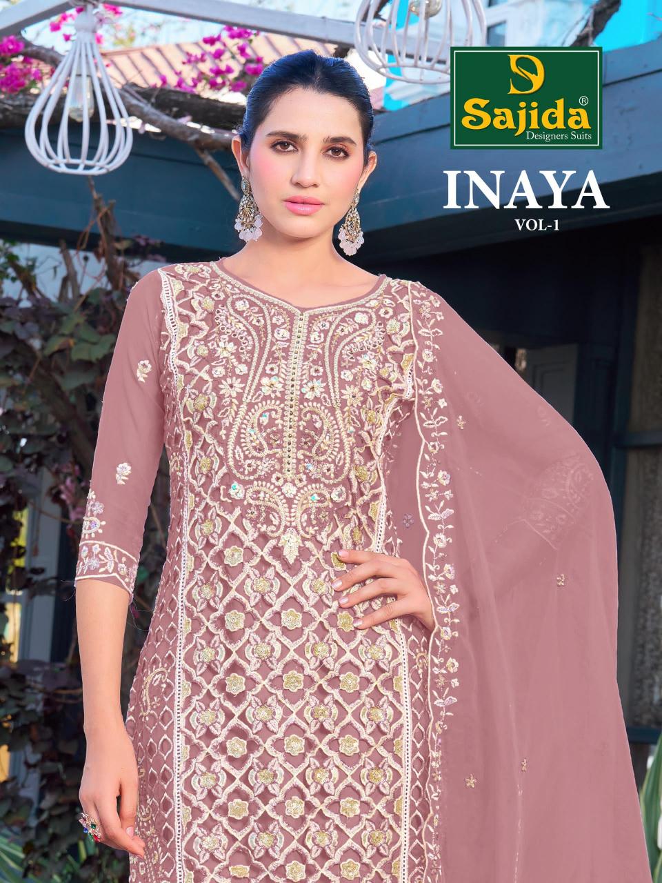 inaya vol 1 sajida designer organza pakistani suits online boutique