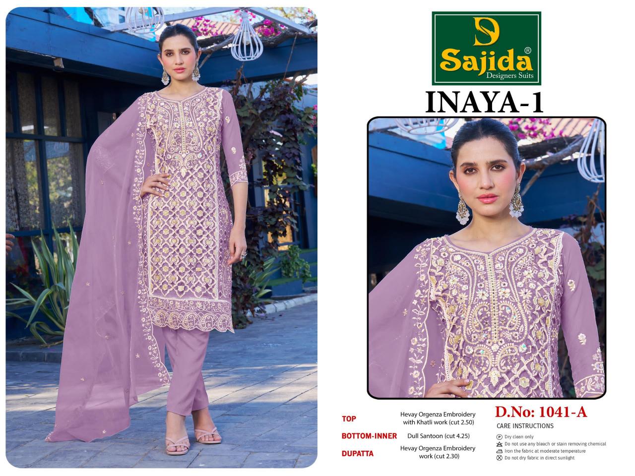 inaya vol 1 sajida designer organza pakistani suits online boutique