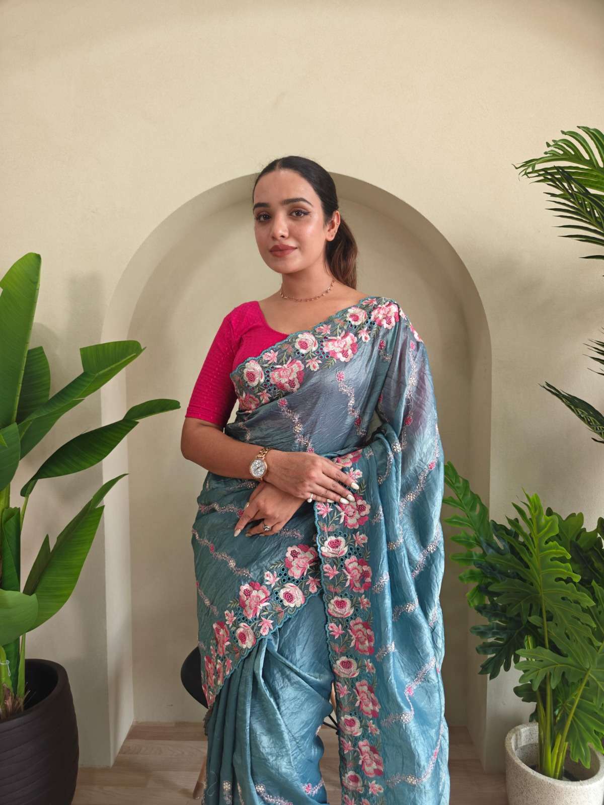 pr kc 3071 crush silk launch party wear shop glamorous styles sarees 