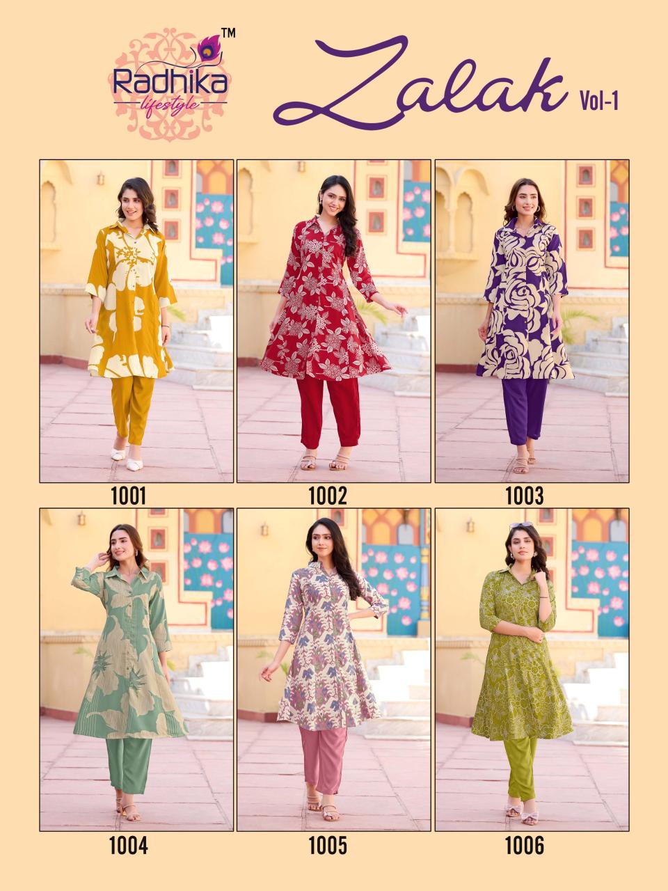 radhika lifestyle zalak vol 1 rayon readymade big size co-ord sets 