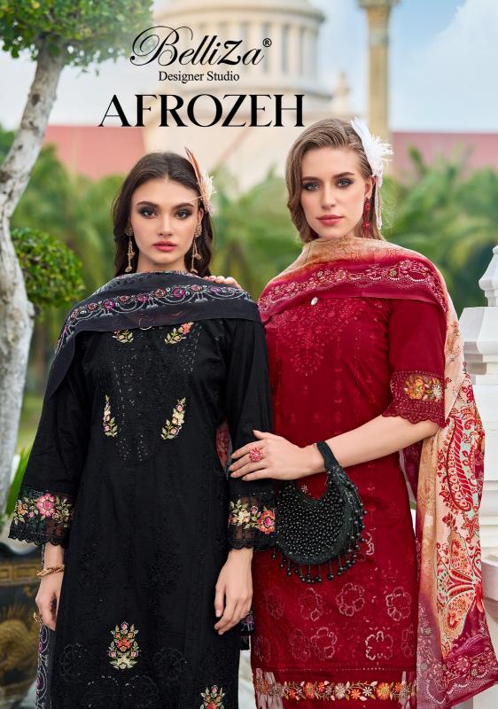 afrozeh by belliza designer lawn cotton readymade big size suit for womens 