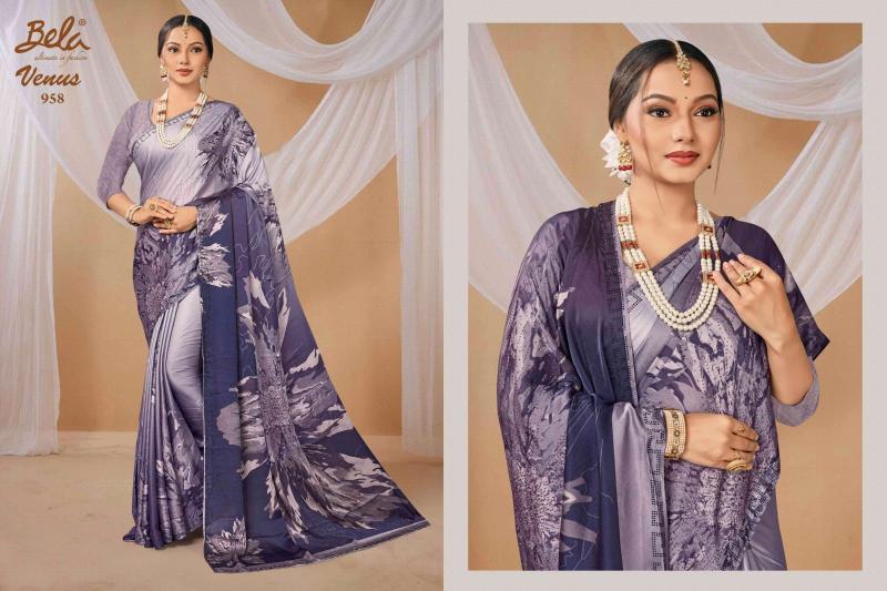 bela fashion venus satin print shop trendy saree exports 