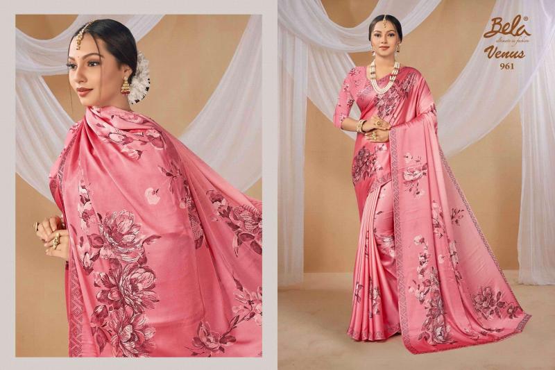 bela fashion venus satin print shop trendy saree exports 