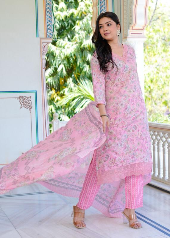 heritage cotton heavy work readymade classic 3 pcs dress supplier 