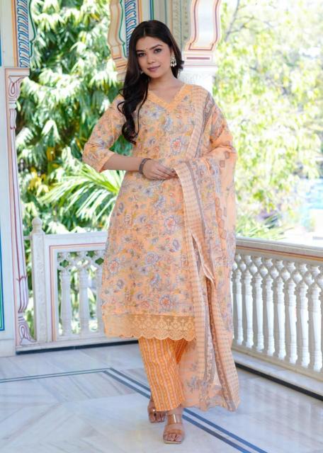 heritage cotton heavy work readymade classic 3 pcs dress supplier 