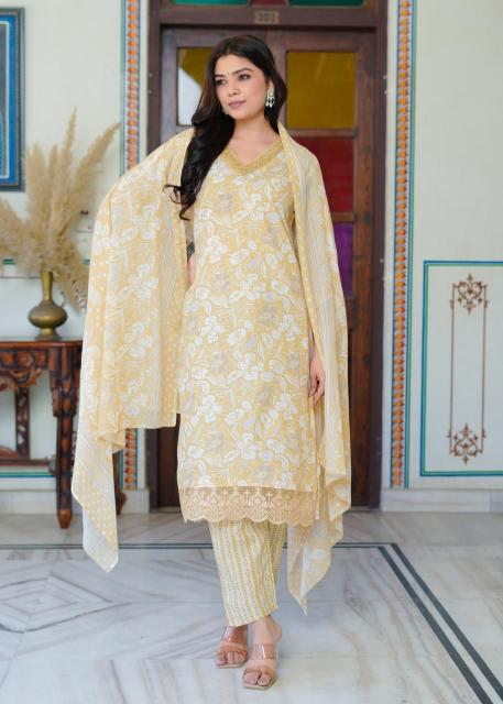 heritage cotton heavy work readymade classic 3 pcs dress supplier 