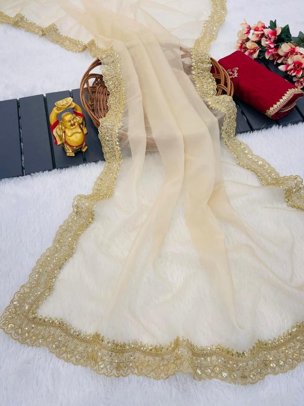 kc 886 nylon organza sequence work gorgeous look saree 