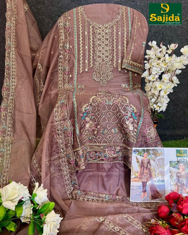 laiba vol 1 by sajida designer readymade big size organza pakistani 3pcs dress