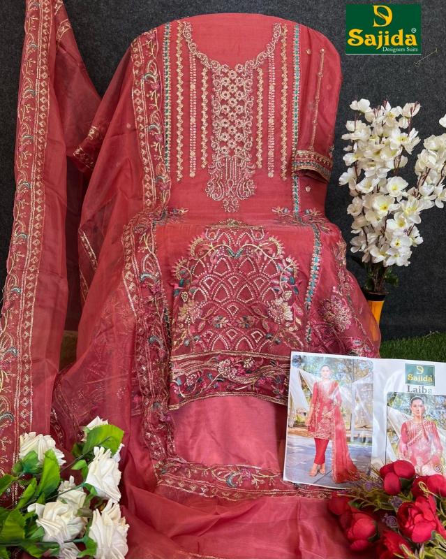 laiba vol 1 by sajida designer readymade big size organza pakistani 3pcs dress