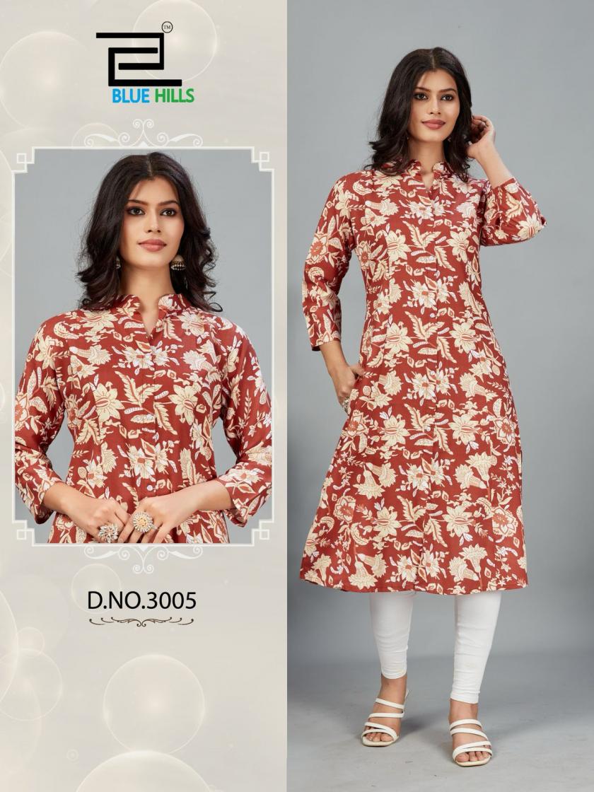 maher vol 3 by blue hills rayon readymade big size long kurti exports 