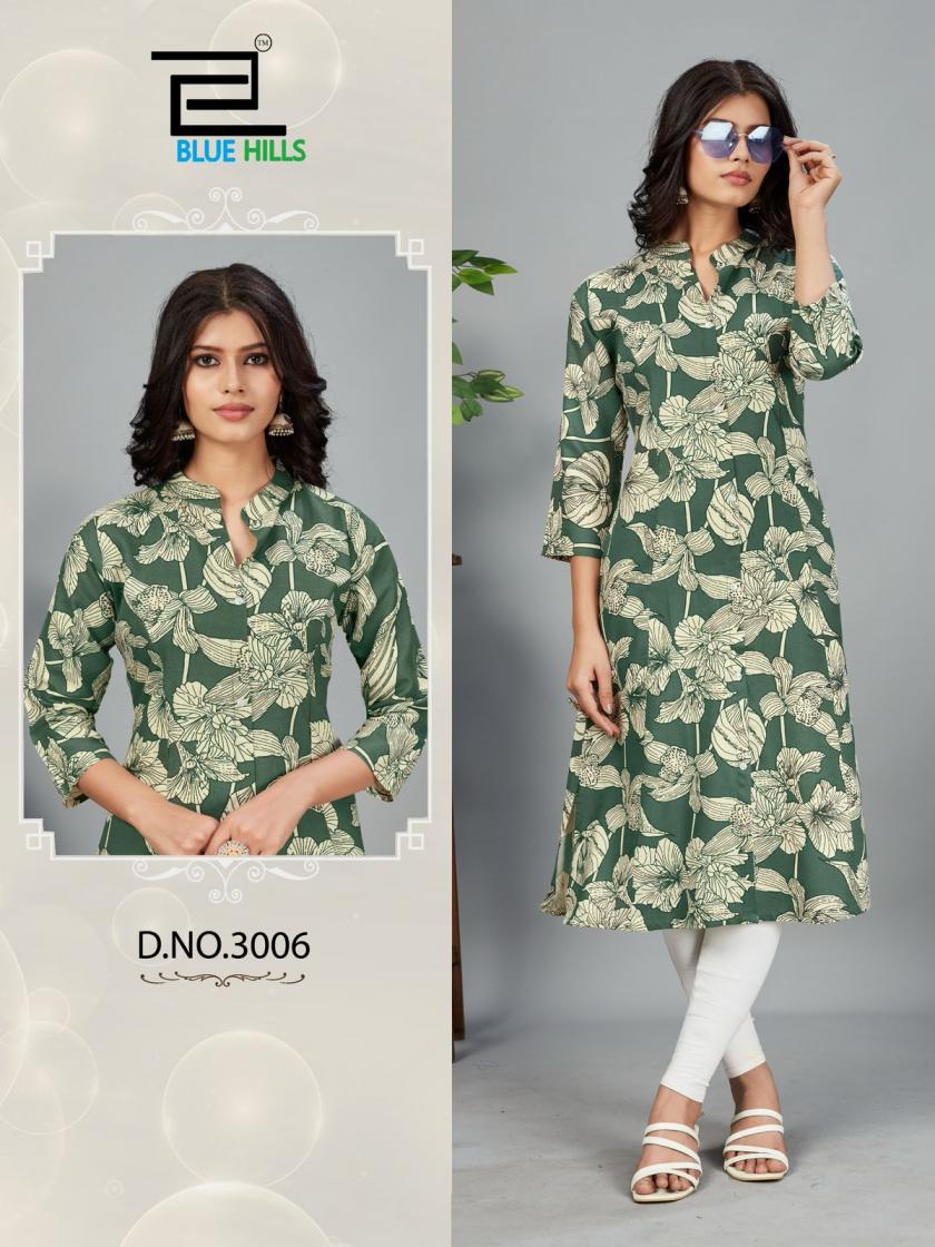 maher vol 3 by blue hills rayon readymade big size long kurti exports 