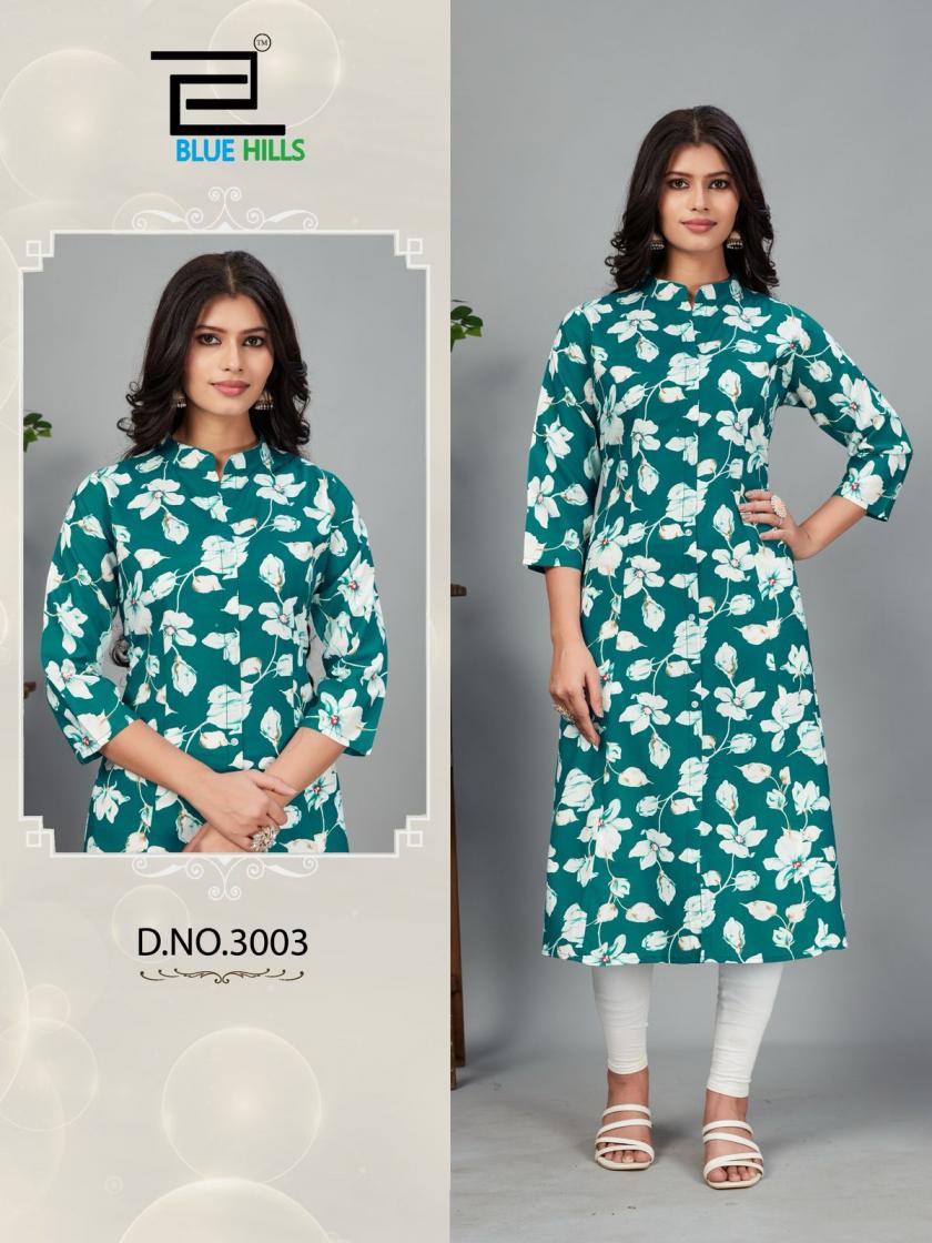 maher vol 3 by blue hills rayon readymade big size long kurti exports 