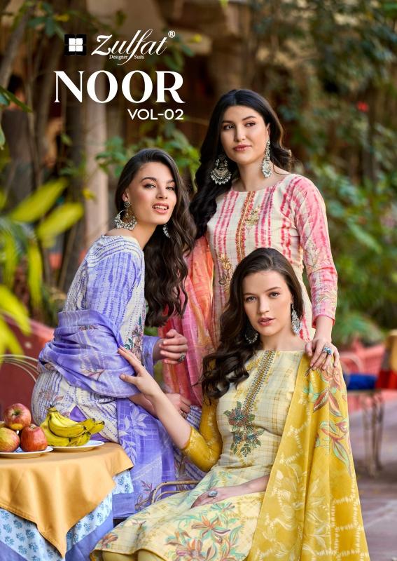 noor vol 2 by zulfat readymade cotton big size suit for womens 