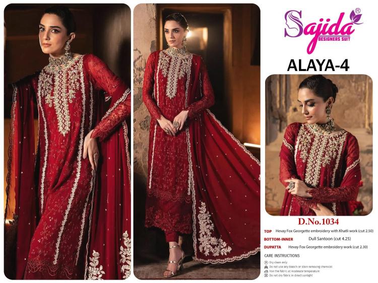 sajida designer alaya vol 4 readymade big size fox georgette pakistani dress