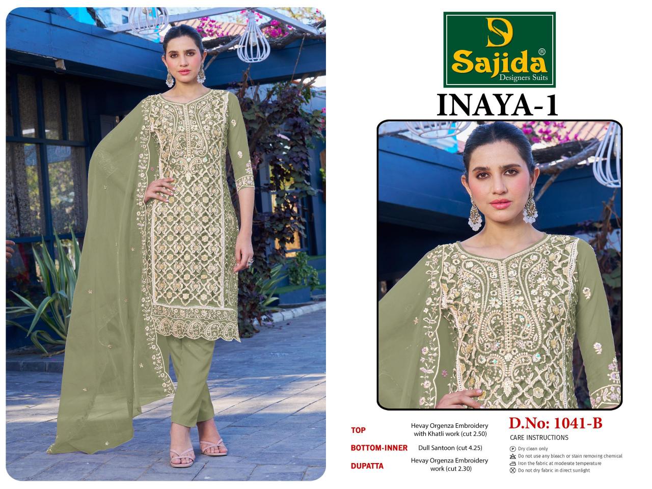 sajida designer inaya vol 1 organza full stitch pakistani plus size dress