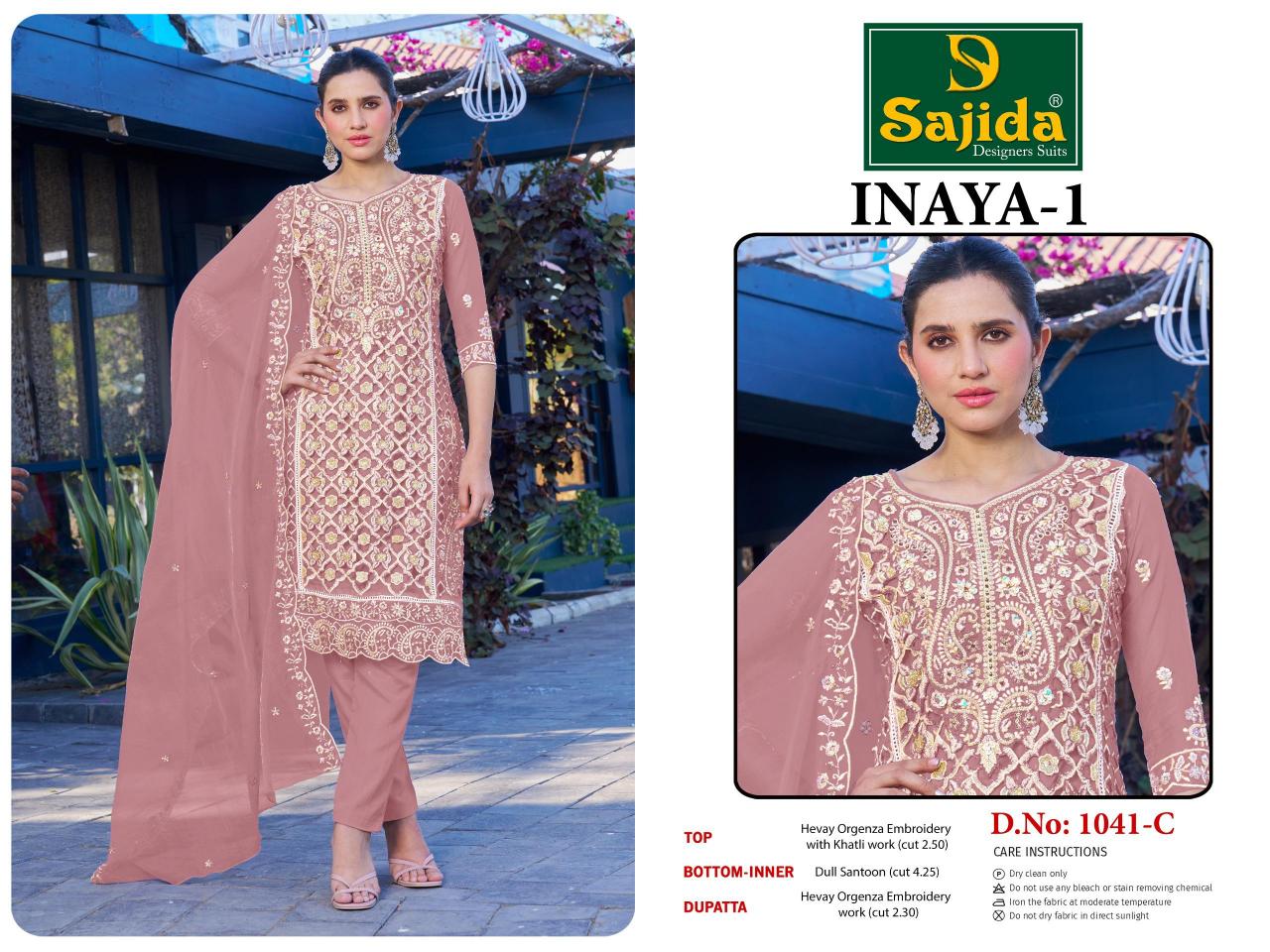 sajida designer inaya vol 1 organza full stitch pakistani plus size dress