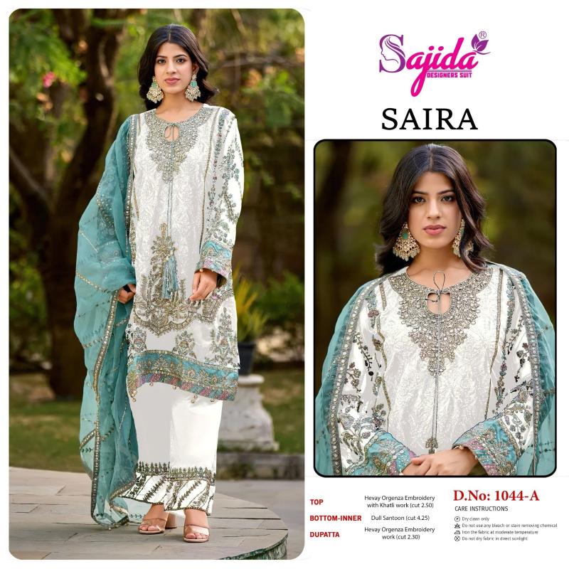 sajida designer saira readymade big size organza fashionable pakistani 3pcs dress
