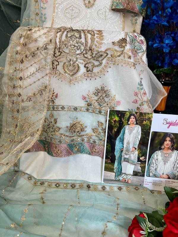 sajida designer saira readymade big size organza fashionable pakistani 3pcs dress