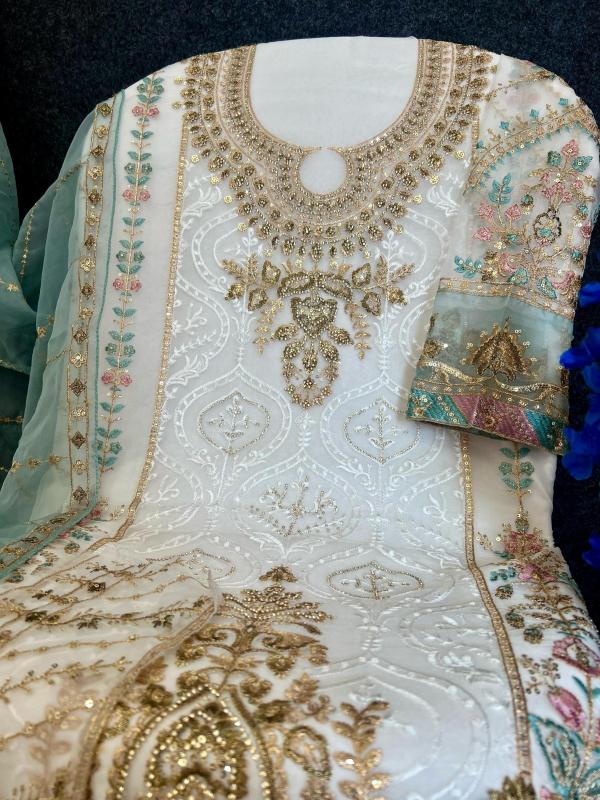 sajida designer saira readymade big size organza fashionable pakistani 3pcs dress