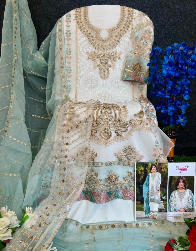 sajida designer saira readymade big size organza fashionable pakistani 3pcs dress