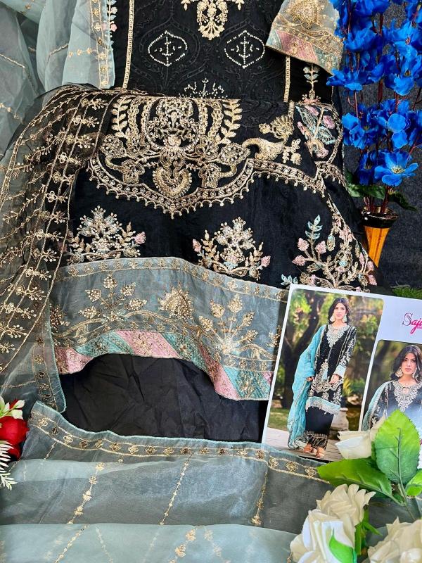 sajida designer saira readymade big size organza fashionable pakistani 3pcs dress