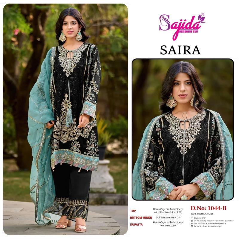 sajida designer saira readymade big size organza fashionable pakistani 3pcs dress